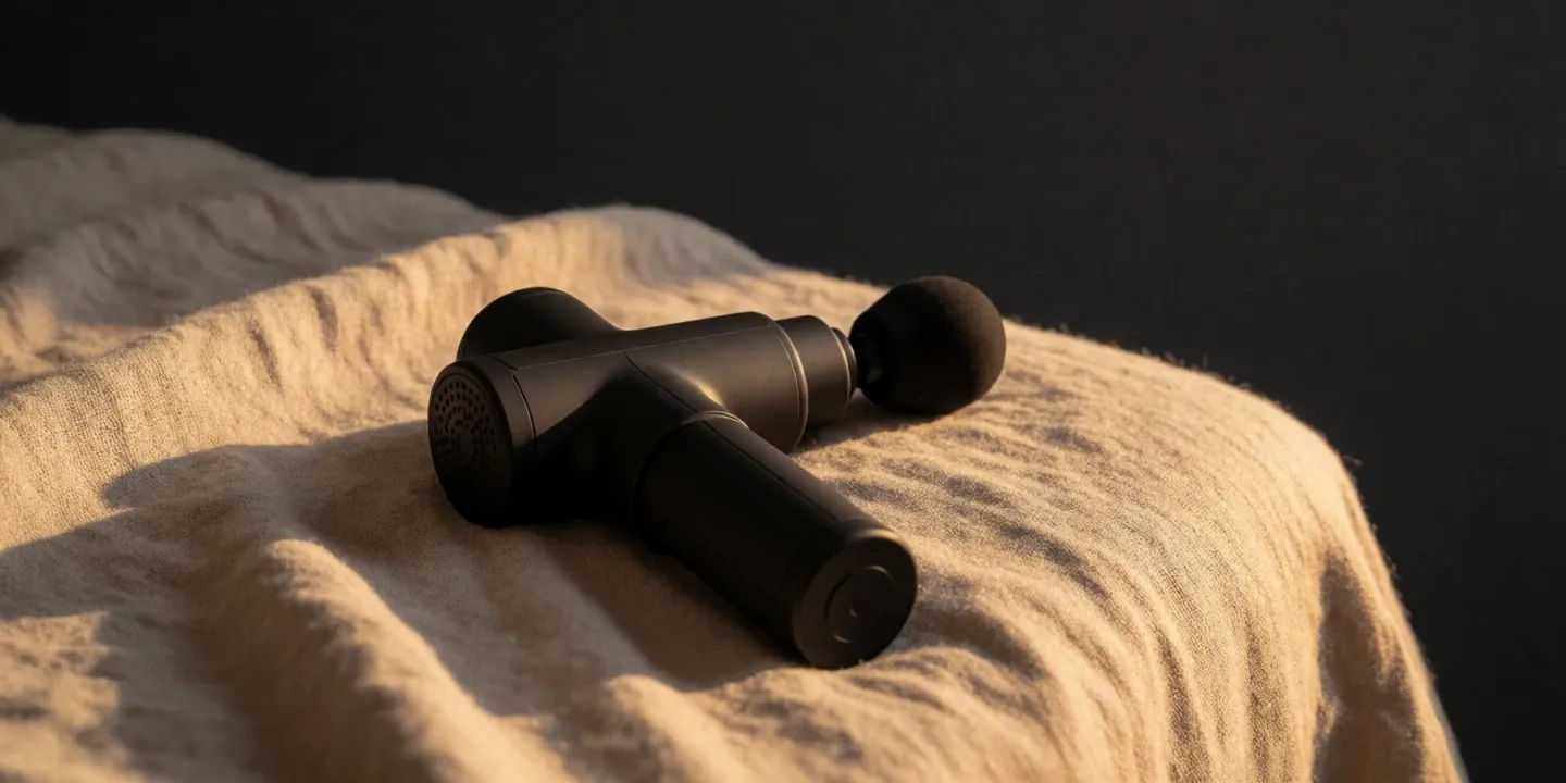 Pistola de masaje sobre textil cálido