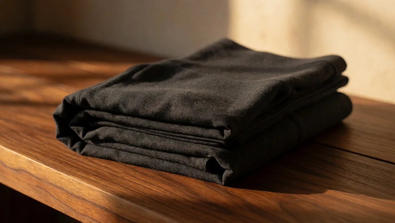 Prendas de recuperación dobladas sobre textil cálido